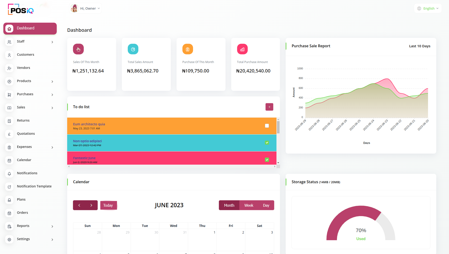 POSiQ Dashboard on a tablet