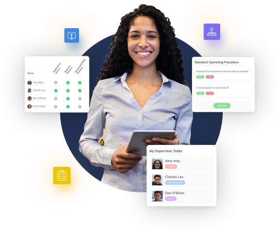 A person managing inventory on a tablet